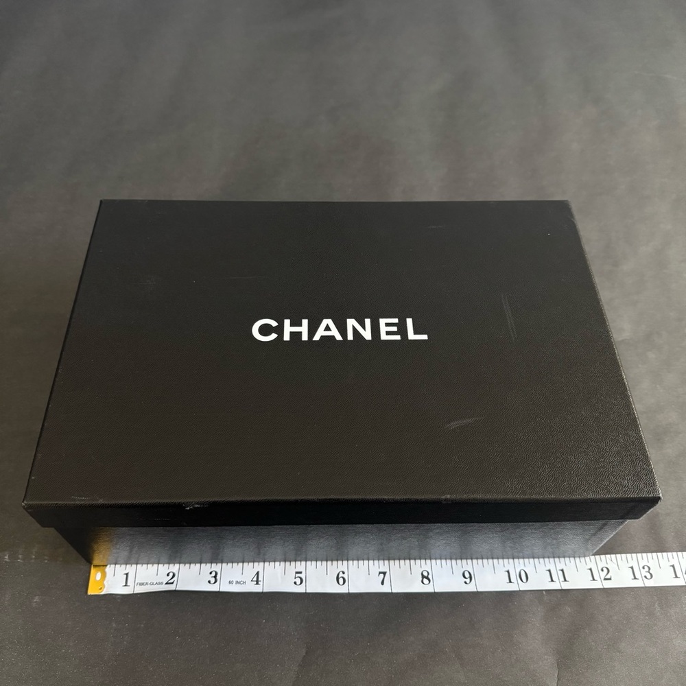 CHANEL Empty Gift Shoes Box Storage Cardboard Black 8" x 12" x 4" - Picture 7 of 9